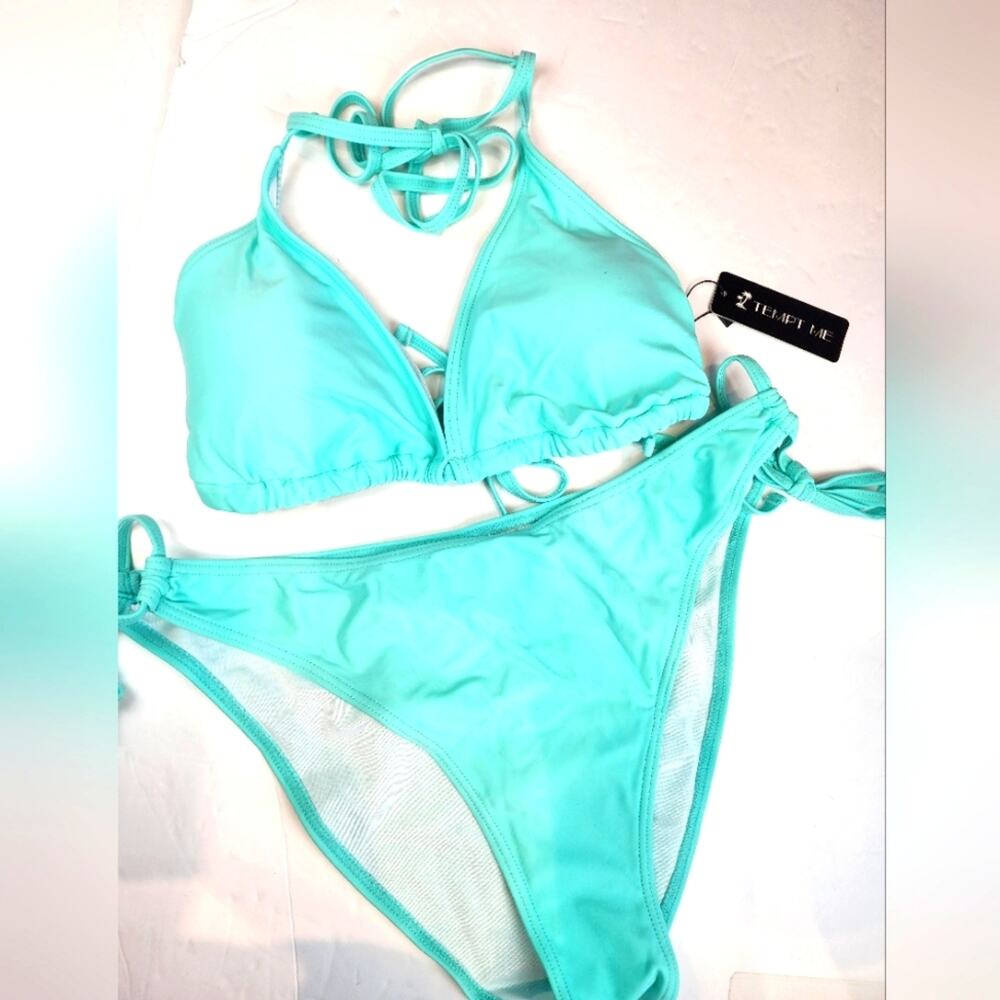 New Tempt Me Aqua Green Bikini‎ High Waist Beach Swimsuit 137 Size XL